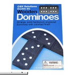 C&H Solutions Double 6 Dominoes Black With White Dots Wooden Dominoes 28 PCS By C&H  B0143HJVGY